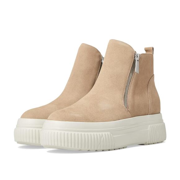 J/Slides Women's Wyona Sneaker Bootie Size 7.5 Tan Taupe Suede Waterproof NIB - Picture 1 of 12